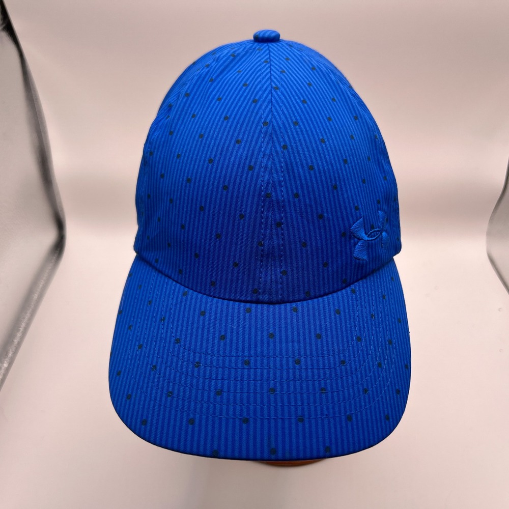 Under Armour Womens Blue Polka Dot Striped Adjustable Golf Baseball Hat OSFA